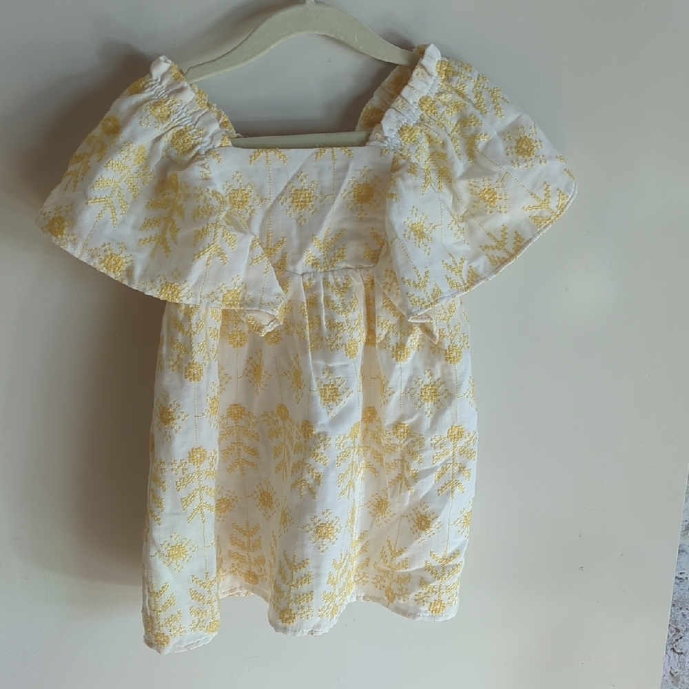 Zara 2-3T Yellow and White Embroidered Dress